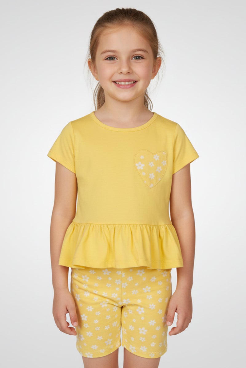 Freestyle طقم تي شيرت وشورتات بناتي 3 قطع بطباعة جرافيك، متعدد الألوان - Image 1